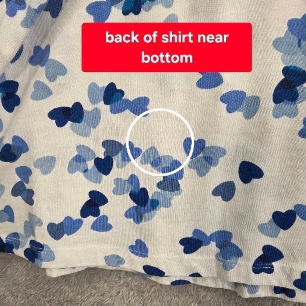 Woman Within T-Shirt Women's 4X Blue Heart Print Long Sleeve Cotton Blend Top - Picture 9 of 11